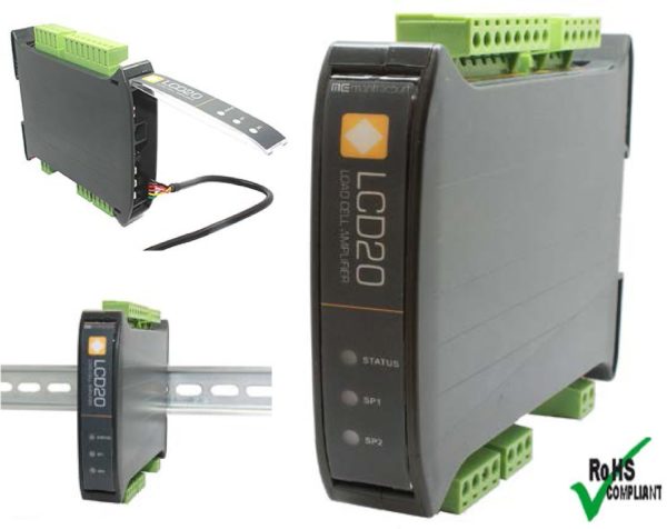 LCD 20 - DIN Rail Mount Load Cell Signal Conditioner